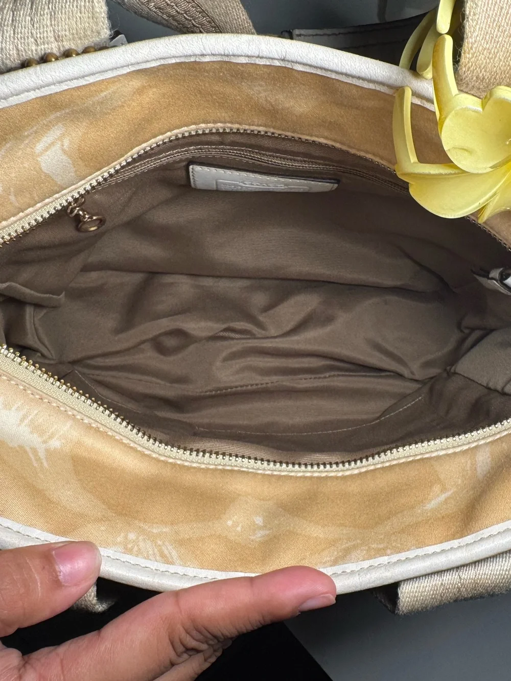 2007 Coach Hamptons Yellow Scribble Tote Bag